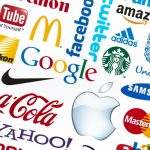 Verschiedene Markenlogos, darunter Apple, Coca-Cola, Google und McDonald's