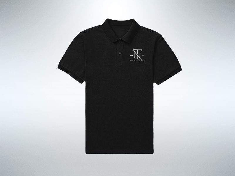 Schwarzes Herren-Poloshirt in Premium-Qualität mit dezentem Logo, ideal für Bestickung und Firmenkleidung