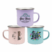 NerdMerch Emaille-Tasse Retro – 300 ml mit Silberrand (verschiedene Farben)