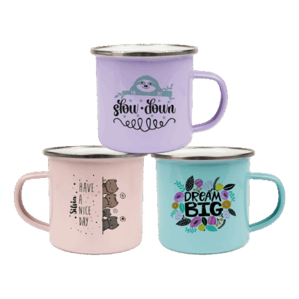 NerdMerch Emaille-Tasse Retro – 300 ml mit Silberrand (verschiedene Farben)