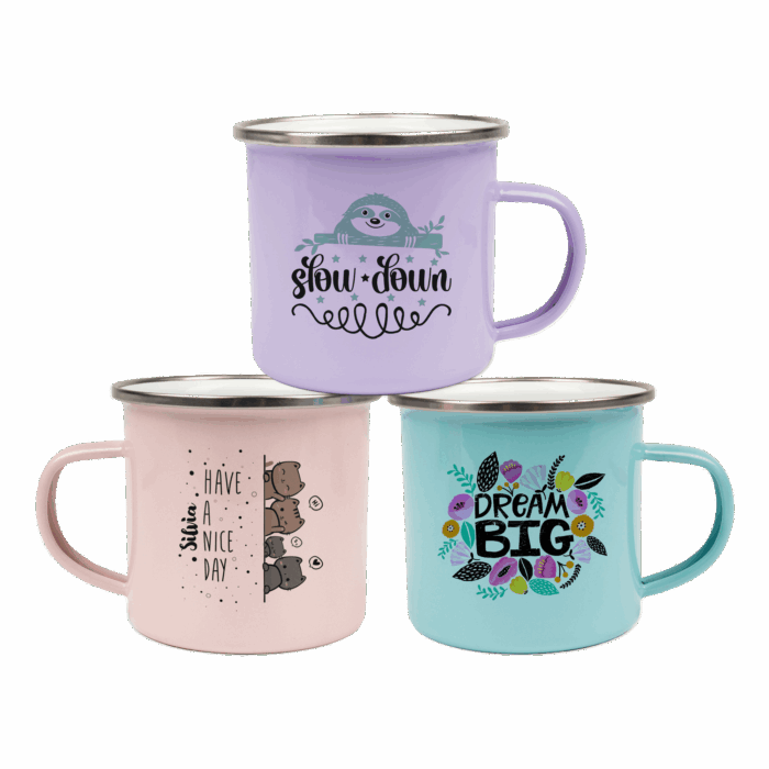 NerdMerch Emaille-Tasse Retro – 300 ml mit Silberrand (verschiedene Farben) – Bild 1