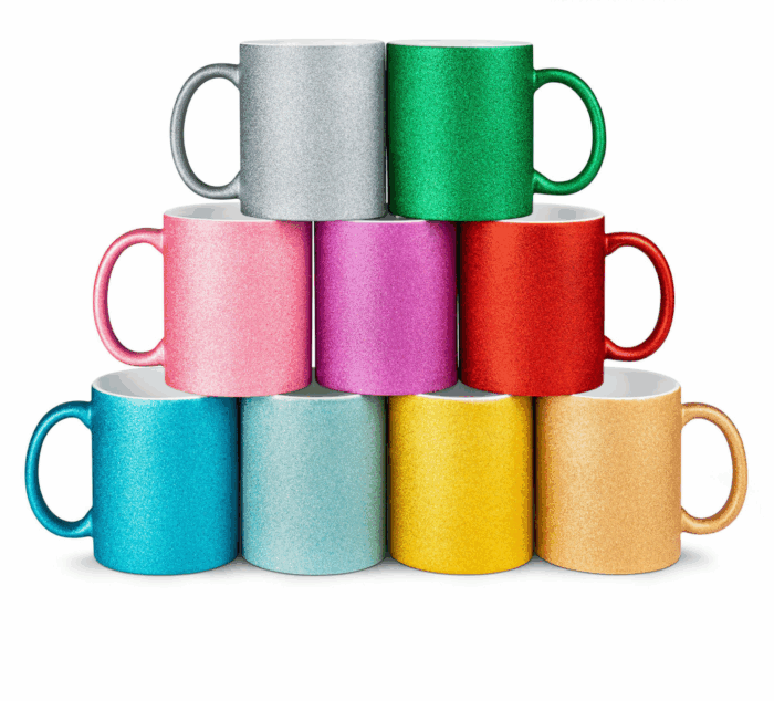 Glitzertasse 330 ml – personalisierbar, bedruckbar, verschiedene Farben – Bild 1